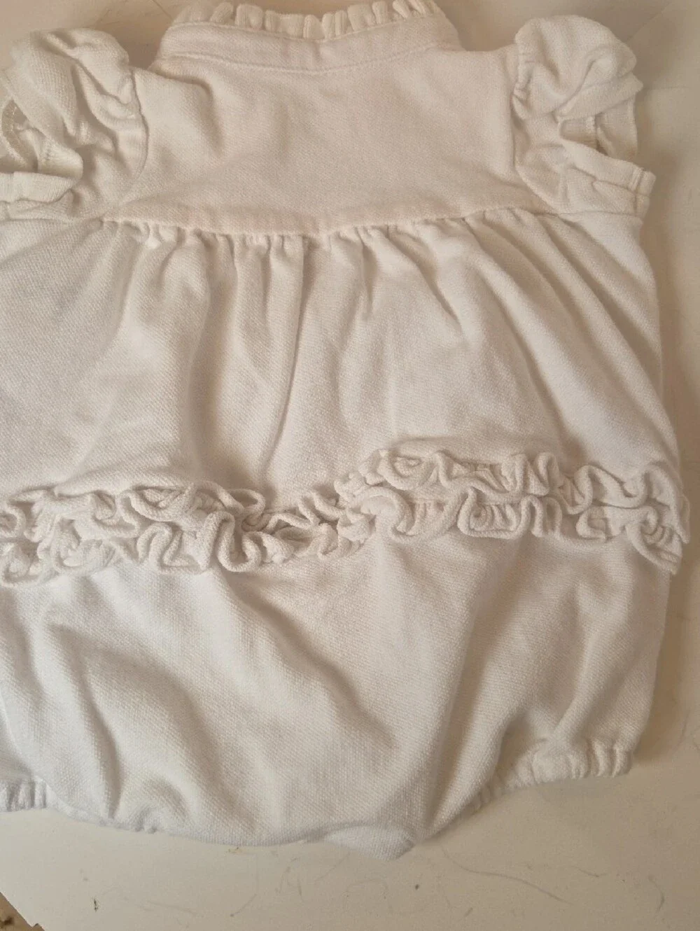 Ralph Lauren White Baby Polo Top with Pink Pony Embroidery